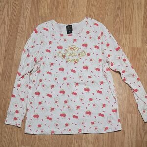 White and Red Graphic Long Sleeve Shirt